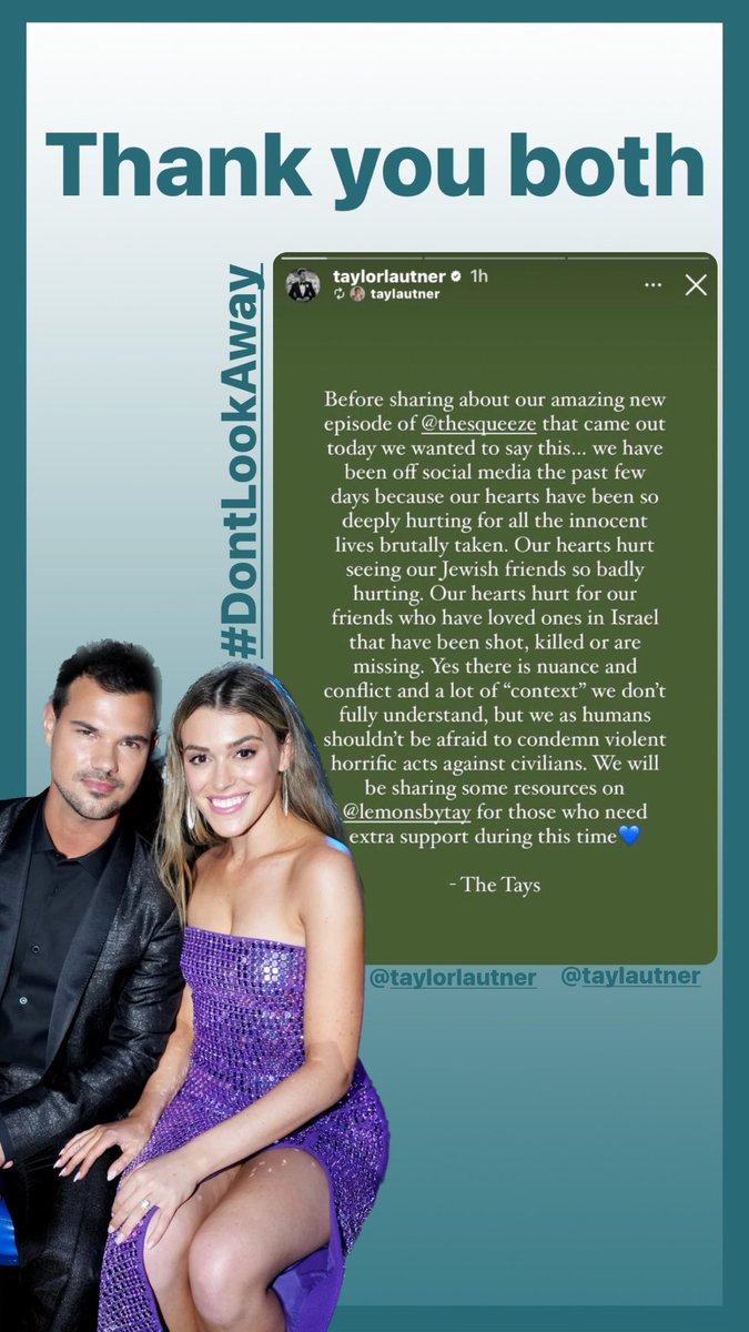CCFPeace's tweet image. Thank you both #TaylorLautner #TaylorDomeLautner 🇮🇱❤️💙 #DontLookAway