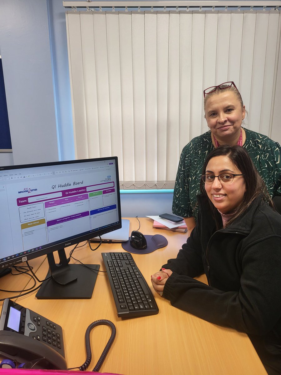 Fab morning with the reception team (facilities), setting them up with their new virtual QI huddle board. I can't wait to see you in action and your new improvement ideas.  @bhamcommunity @violah31 @Debrob701 #QIHuddles