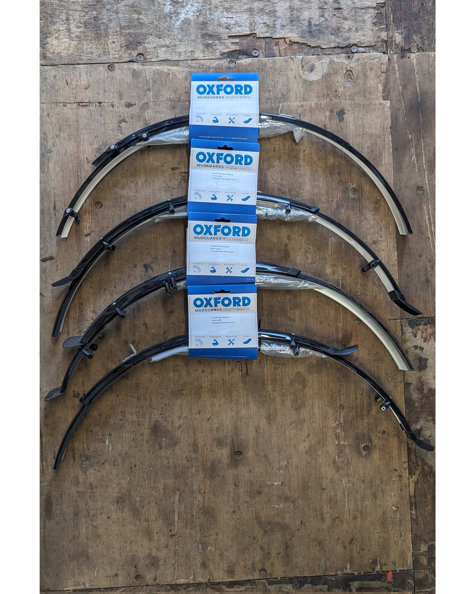 Mudguards! Essential for winter cycling! Even if you're trying to dodge the rain, there's nothing worse than being splattered with spray from wet roads. These Oxford mudguards are great value. £20! A fiddle to fit (we can help!) but well worth it!