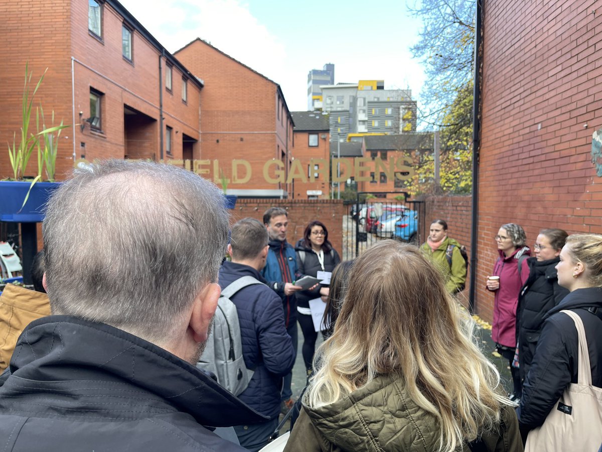 Really interesting walking tour around #Manchester at the @CLES #CWBSummit - great way to break up the sessions, learn about practical issues and get the steps in!