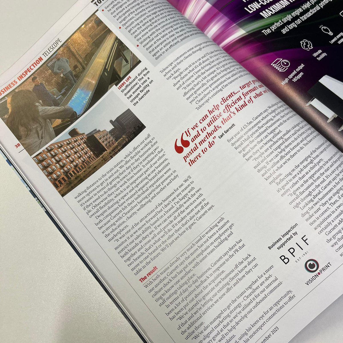 clearsilver's tweet image. The latest edition of @printweek features an exclusive interview with our CEO, @CarlGarnett.  It’s a great read, and covers everything from our acquisition by @teamtelescope, exciting future business plans, as well as the ethos behind what makes us great to work with, and for.