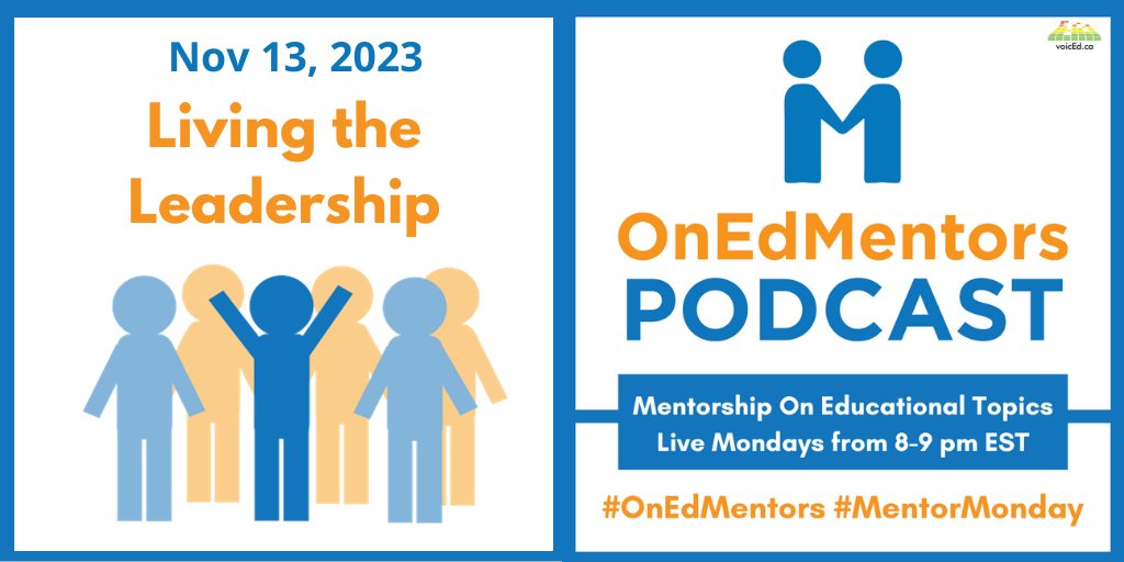 The Mentoree (@thementoree) on Twitter photo If you are an aspiring educational leader or someone in a leadership role, listen to our panel share their leadership stories🎙️.
This Monday Nov. 13th on #OnEdMentors, hear from <a href="/rolat/">Rola Tibshirani (She/Her)</a> <a href="/LiviaChanL/">Livia Chan, M.Ed</a> and @mrdmcampbell on Living the Leadership.
#educationalleadership #LFO #leaders If you are an aspiring educational leader or someone in a leadership role, listen to our panel share their leadership stories🎙️.
This Monday Nov. 13th on #OnEdMentors, hear from <a href="/rolat/">Rola Tibshirani (She/Her)</a> <a href="/LiviaChanL/">Livia Chan, M.Ed</a> and @mrdmcampbell on Living the Leadership.
#educationalleadership #LFO #leaders