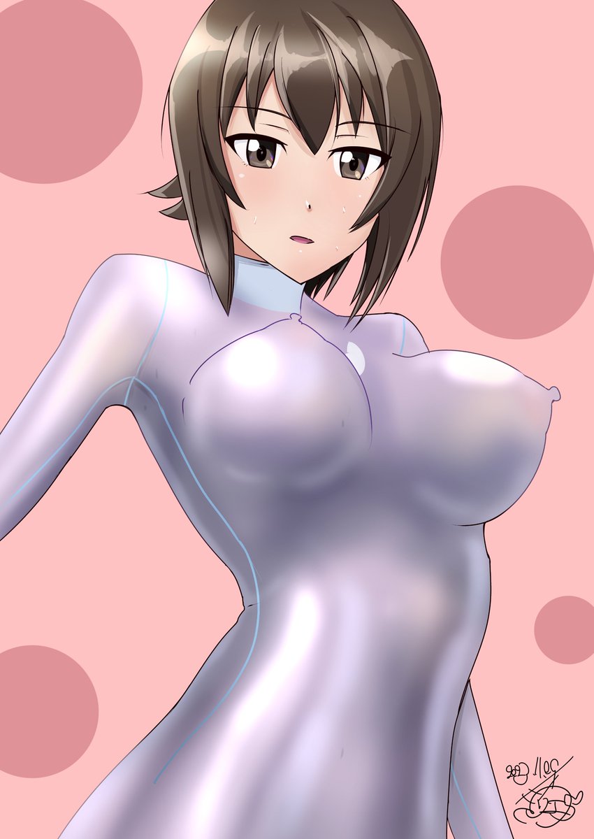 西住まほおねえちゃんにHIROGATOさんのナイロンボディスーツを着させました 