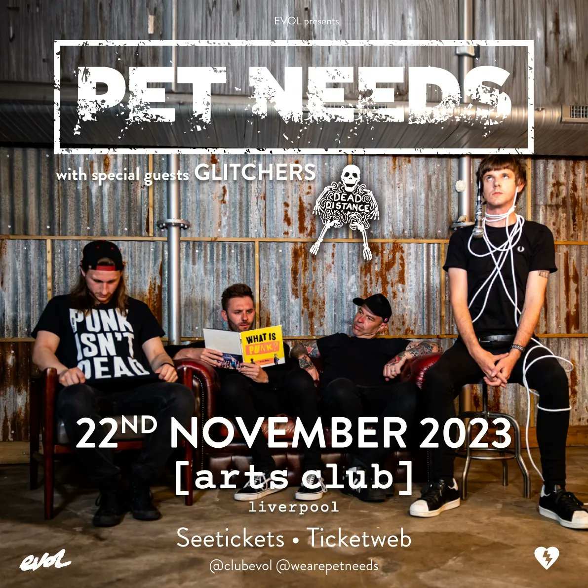 EVOL (@clubevol) on Twitter photo ***SUPPORT ANNOUNCEMENT***
Delighted to complete the punkin' 'n' rockin' lineup for @wearepetneeds at <a href="/artsclublpool/">Arts Club Liverpool</a> November 22nd with Liverpool alt-rockers DEAD DISTANCE joining killer tour support <a href="/GlitchersBand/">Glitchers</a>. Tickets via <a href="/seetickets/">See Tickets</a> below 🔥
seetickets.com/event/pet-need… ***SUPPORT ANNOUNCEMENT***
Delighted to complete the punkin' 'n' rockin' lineup for @wearepetneeds at <a href="/artsclublpool/">Arts Club Liverpool</a> November 22nd with Liverpool alt-rockers DEAD DISTANCE joining killer tour support <a href="/GlitchersBand/">Glitchers</a>. Tickets via <a href="/seetickets/">See Tickets</a> below 🔥
seetickets.com/event/pet-need…