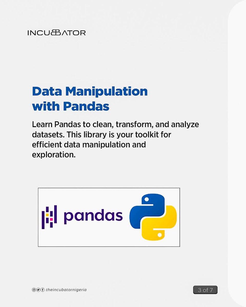 theincubator_ng's tweet image. Power up your Data Science journey with these must-have skills for beginners!

From coding to visualization, these essential tools will fuel your data-driven discoveries and propel you towards success.

#Tech #TheIncubator #IncubatorNigeria #IncubatorNG #DataScience