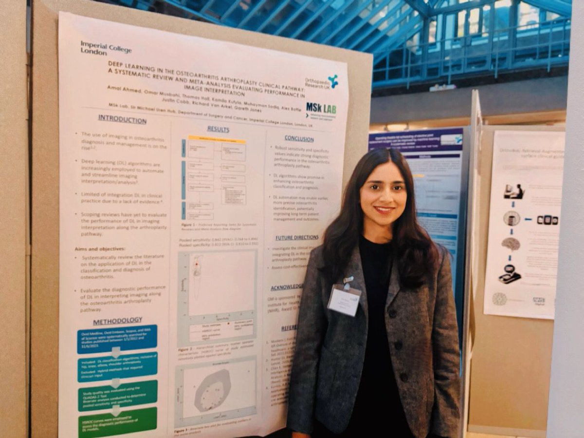 Our student, @_Amal_Ahmed_, had the opportunity to present her research at @OR_UK 's AI in orthopaedics conference this week! #research