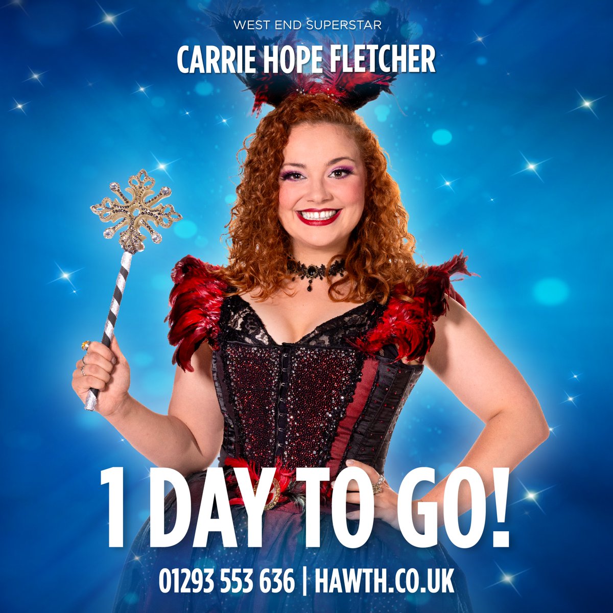 1 day left! @CarrieHFletcher returns to her iconic role ‘Carrie’bosse! And this time, with her bestie at her side, Scott Paige! ✨ We can’t wait to see her wear her horns again, this time at The Hawth! 😈🖤 🎟️ parkwoodtheatres.co.uk/the-hawth/what…