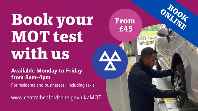 Book an #MOT test for your #CBedsBusiness commercial vehicle!
📲 ow.ly/H3P150Q5tL1
 @letstalkcentral @CBC_Highways
#BeCentralBeds