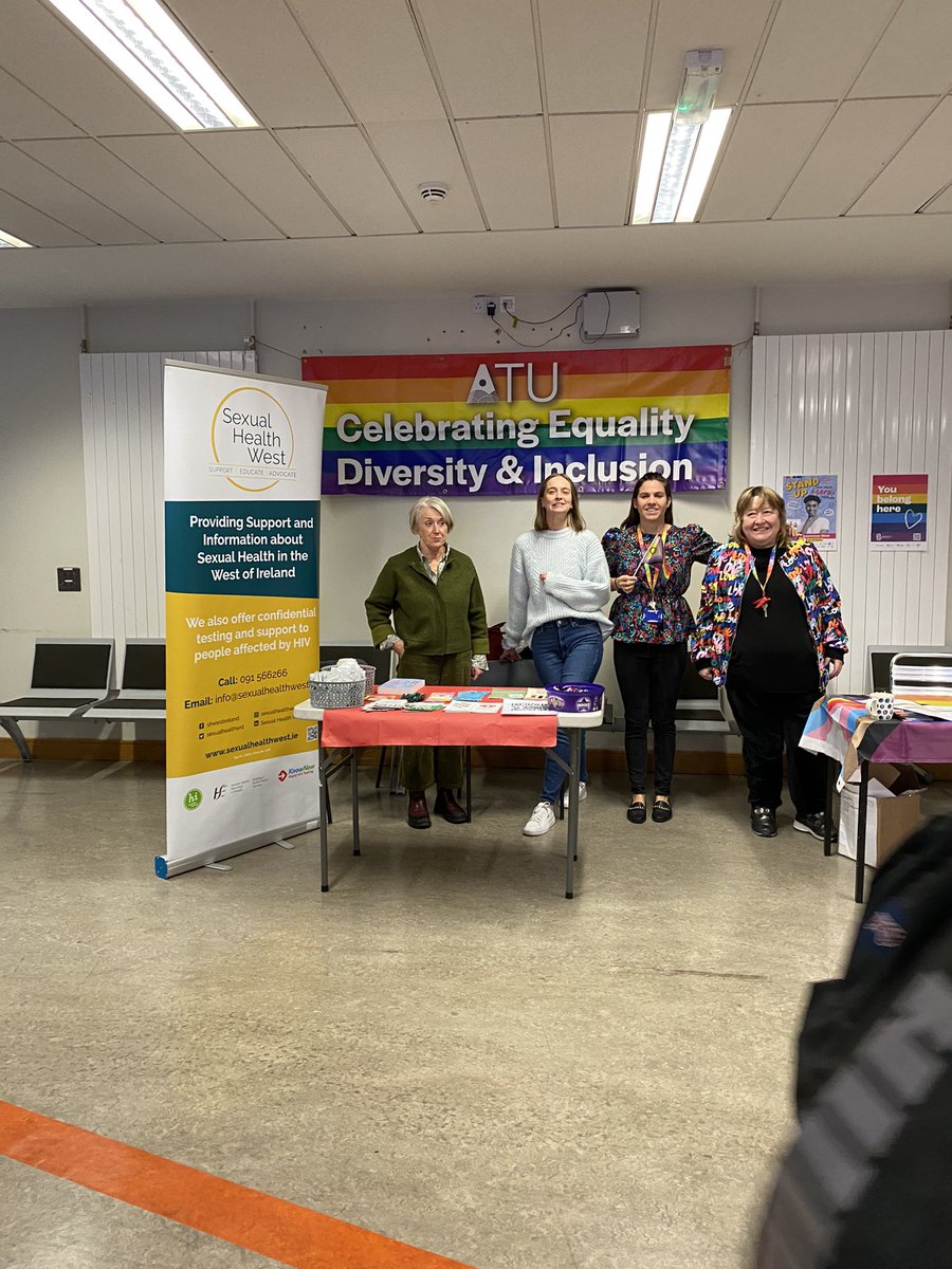 Doing an LGBTQ+ #StandUpAwareness promotion today in @ATU_GalwayCity organised by Student Services & #AURA the @atu_ie LGBTQ & Allies staff network. Delighted to be joined today by @sexualhealthwst. Call down for a chat until 2pm