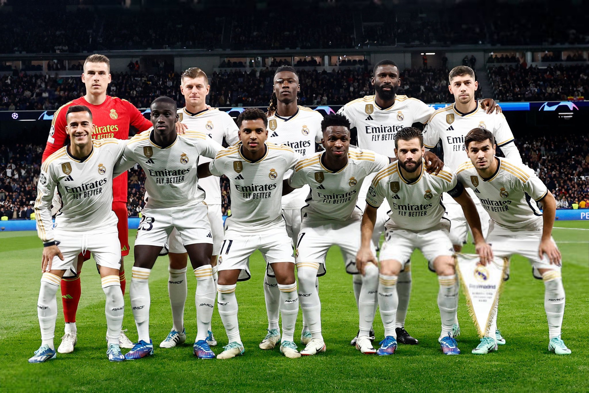 Players of Real Madrid pose before the UEFA Champions League Group