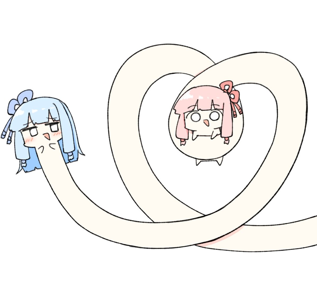 kotonoha akane ,kotonoha aoi 2girls multiple girls pink hair blue hair sisters white background siblings  illustration images