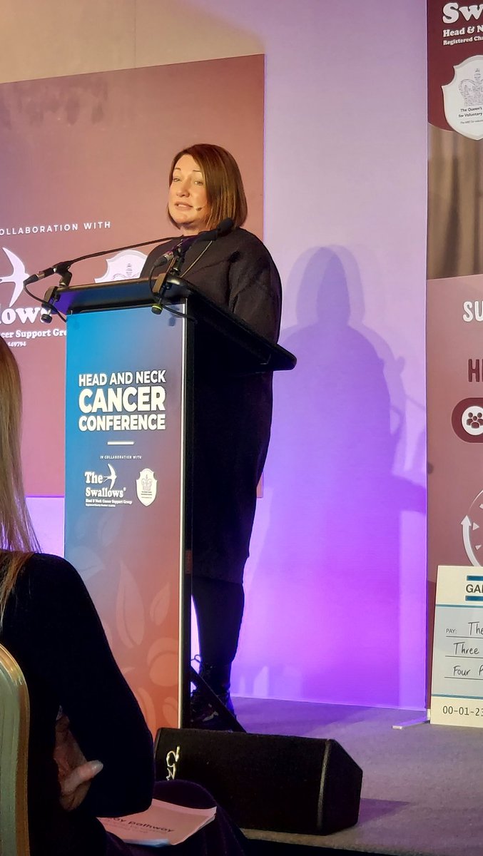 @EmmaHallam6 gives a detailed talk on 'Life After Cancer Treatment' and the late effects that can appear. Hearing a medical professional acknowledge that these effects are real & cause many issues for patients, which in turn negatively affects the quality of life #HNCCONF2023