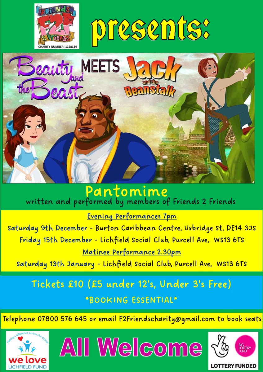 Tickets are now on sale for our very first panto, written and performed by our members. Three performances to choose from, please come along and support us . Thank you to <a href="/WeLoveLichfield/">We Love Lichfield</a> for helping with funding for this #community #Lichfield