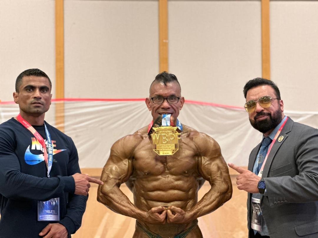TOLOnews's tweet photo. Ali Reza Asahi, a member of the Afghanistan Bodybuilding Federation, won a gold medal in the 14th World Bodybuilding and Physique Sports Championships 2023, officials said. 
The event was hosted by South Korea and included the participation of athletes from more than 40 countries. 
Afghanistan had three representatives in the competition.
#TOLOnews