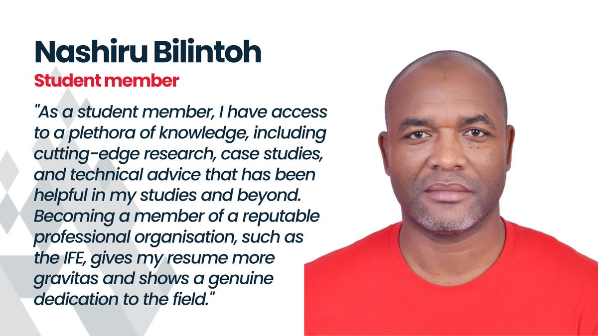 If you've just started on a fire or engineering related course, why not seize the opportunity of applying for free IFE student membership this #TEWeek23?

Read how IFE student membership helped to enhance and define Nashiru's career path: LINK

#TEWeek23