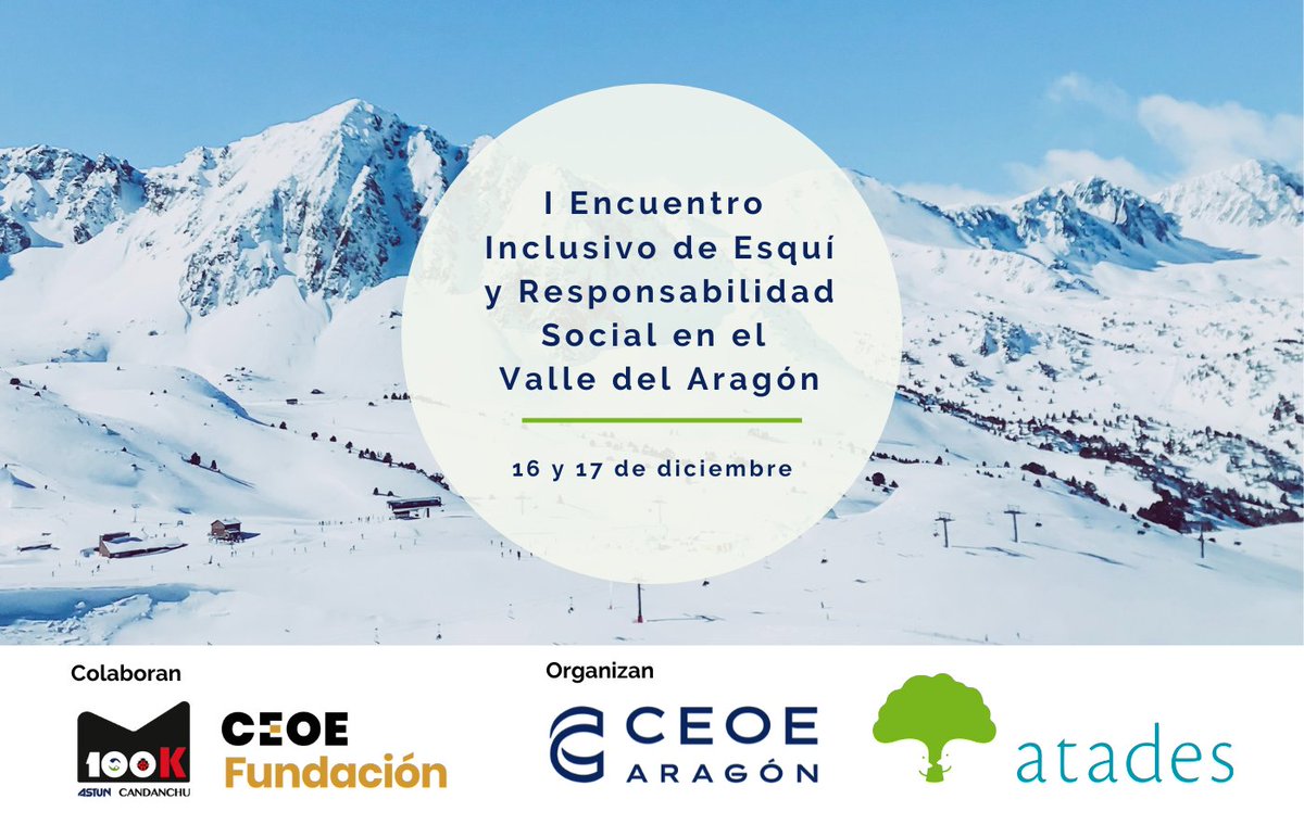 Os invitamos junto a <a href="/somosatades/">ATADES</a> a la presentación del I Encuentro Inclusivo de Esquí en la nieve ❄️

💙Únete a nosotros para conocer cómo puedes participar💚
Inscríbete:
ceoearagon.es/jornadas/prese…
📅17 de noviembre
⏰10.30 a 11.30h

#ResponsabilidadSocial #RSE #Diversión