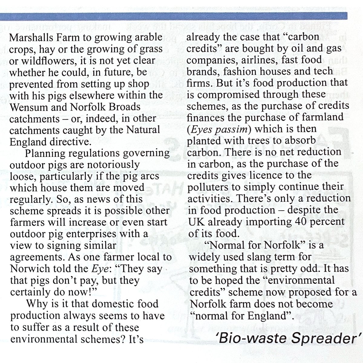 Paying polluters not to pollute in advance is a scary precedent which can only get out of hand and end badly for us all. @georgemonbiot @milesking10 @landworkersUK @UKSustain @orfc @realfarming @guyshrubsole #foodsovereignty #climatechange #environment #farming #subsidies
