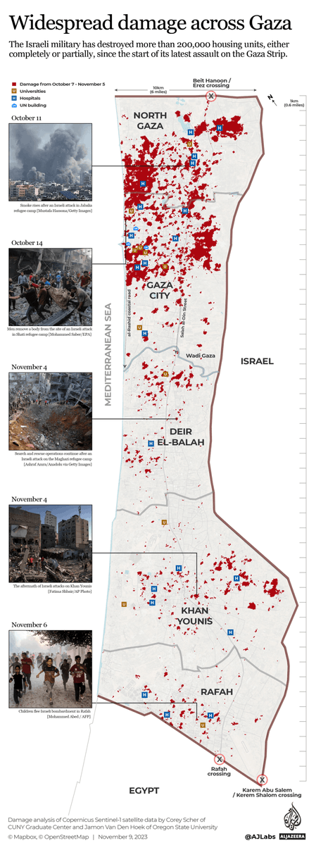 ajlabs's tweet photo. Israel's attacks on Gaza: The weapons and scale of destruction

While most of the destruction has been centred in northern Gaza, even its south, which Israel had declared a safe zone, has not been spared.

Latest on @AJLabs @AJEnglish 
 https://t.co/7gE779lCmw https://t.co/1jjoYlywYS