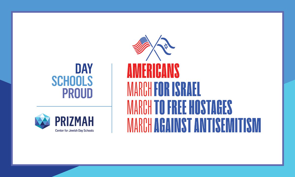 Prizmah is a proud co-sponsor of the March for Israel. Stand together with thousands of Jewish day school and yeshiva students in solidarity with Israel, calling for the safe return of hostages, and marching against antisemitism. #MarchforIsrael #jewishdayschoolstrending