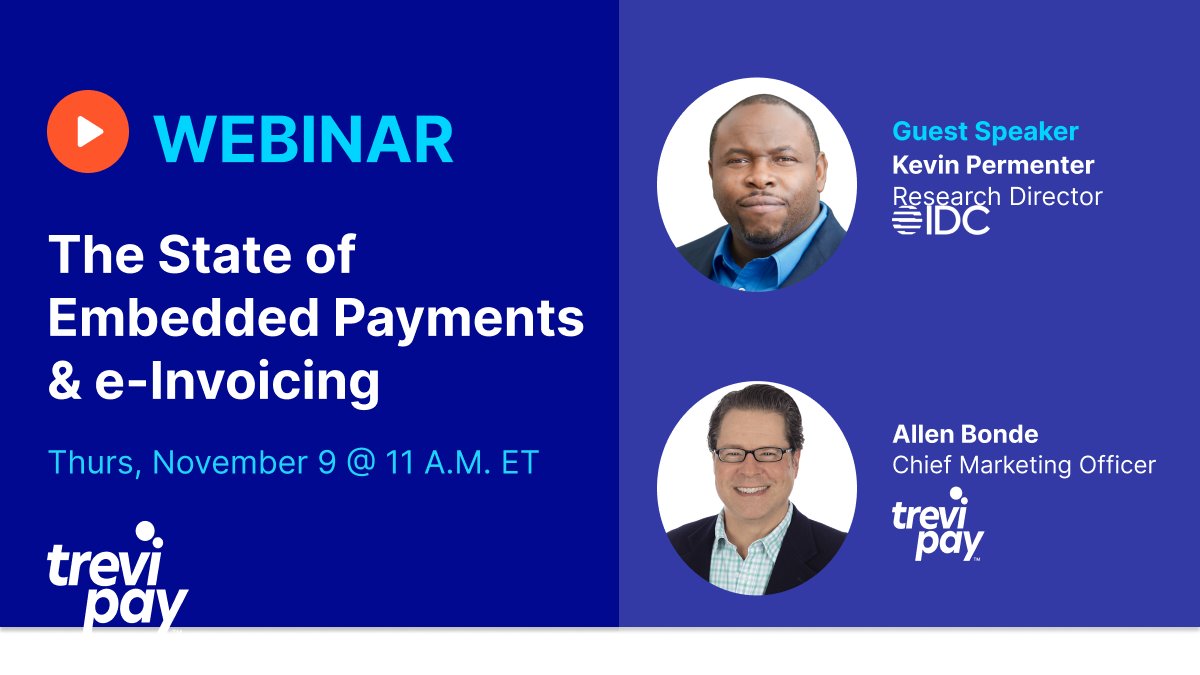 TreviPay's tweet image. ⏳ Time is running out; you only have 1 more day to secure your spot for the webinar "The State of Embedded Payments and e-Invoicing." 🕒 
Secure your spot now before it's too late: trevipay.com/resource-cente…
#FintechEvent #PaymentsRevolution #EmbeddedPayments
