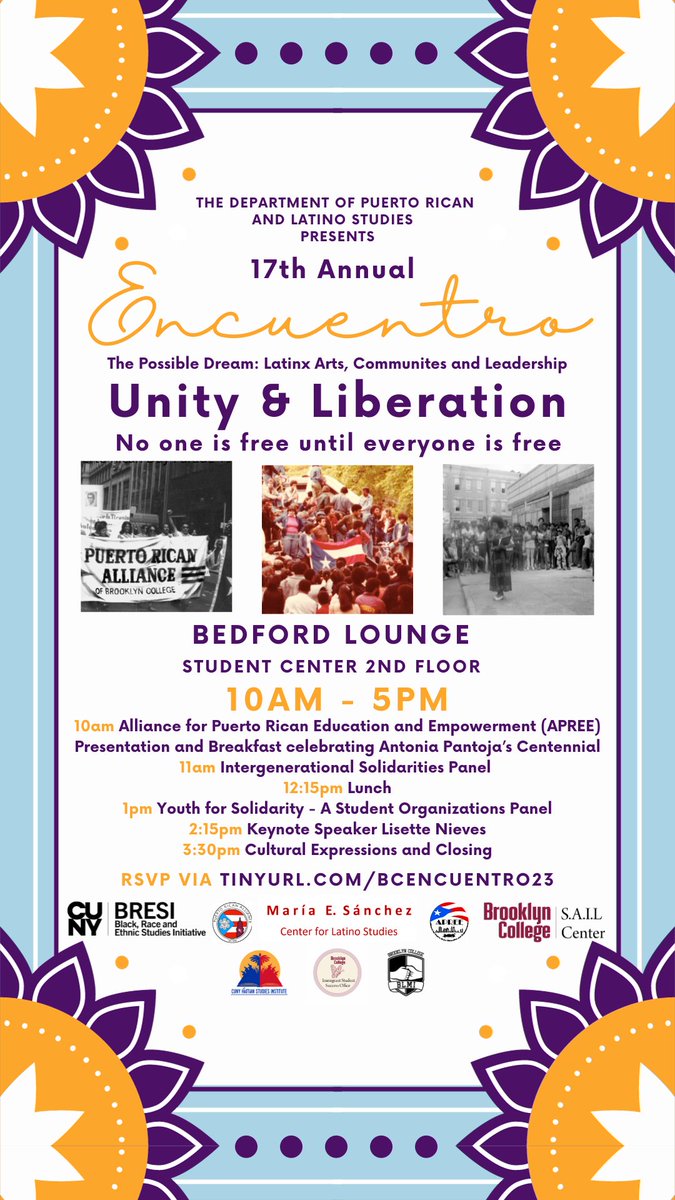 Brooklyn College Faculty Lab (@bcfacultylab) on Twitter photo 🔔 <a href="/BC_PRLS/">Brooklyn College Puerto Rican and Latino Studies</a> presents the 17th annual Encuentro: The Possible Dream Event!
Nov. 16 @ 10AM - Save the date! 👇 🔔 <a href="/BC_PRLS/">Brooklyn College Puerto Rican and Latino Studies</a> presents the 17th annual Encuentro: The Possible Dream Event!
Nov. 16 @ 10AM - Save the date! 👇