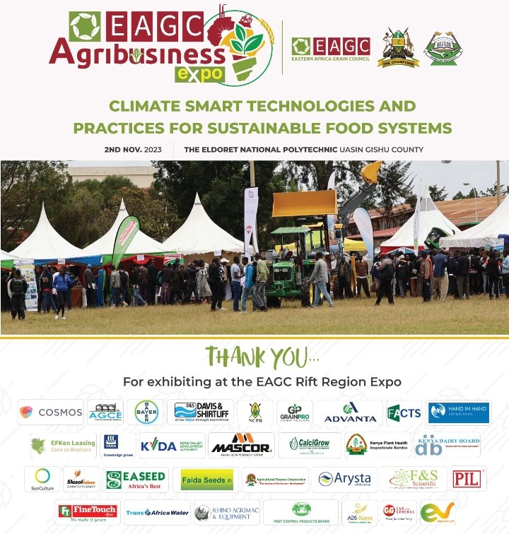EAGrainCouncil's tweet photo. To our exhibitors, it was a great pleasure hosting you at the @EAGrainCouncil #RiftRegion expo held on 2nd Nov at the Eldoret National Polytechnic.
Thank you for joining us & for creating awareness about your technologies & innovations in the sector. https://t.co/rj1Omrzc8w