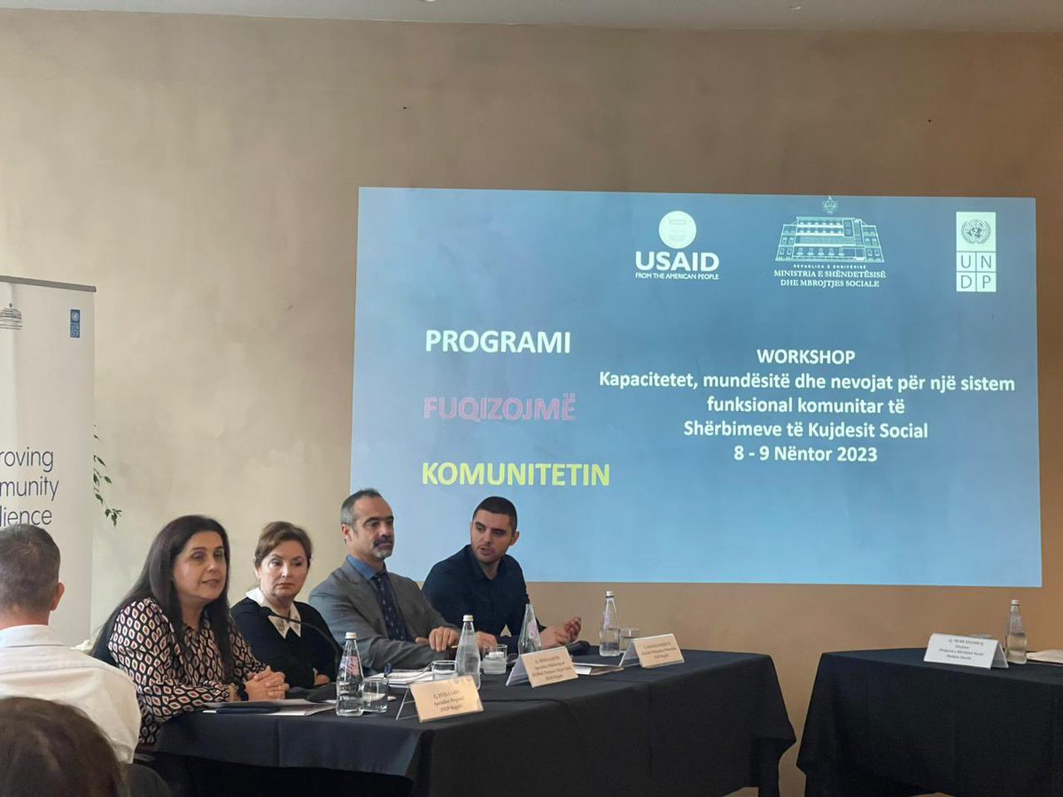 UNDPAlbania's tweet photo. We wrapped up a 2-day workshop in the context of “Improving Community Resilience Program funded by @USAIDAlbania &amp;
implemented by UNDP
The event brought tgth 40 reps from municipalities,social service structures,administrative units &amp; staff of the 3 established Resilience centers https://t.co/vnb0ewIdUU