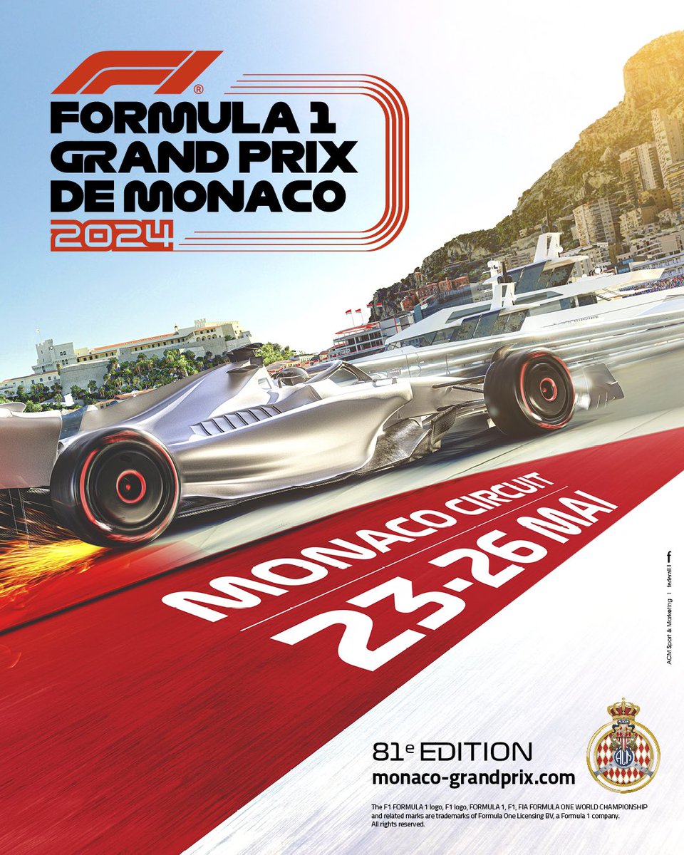 AuRupteur's tweet image. 🖼️ Poster officiel du #MonacoGP 2024. #F1 #F1Posters