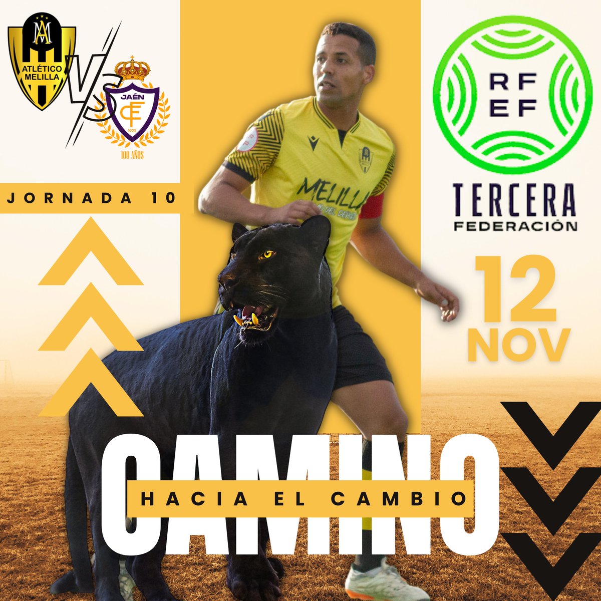 🟡 PRÓXIMO PARTIDO ⚫️
🏆 Tercera RFEF  Jornada 10
🏠 @at.melilla 🆚️ @realjaencf
🏟 Campo  la espiguera
🗓 12.NOV,23
⏰️ 12:30 h
🎫 Entrada 3 €
📸 <a href="/abiga1298/">-ABG-</a>
🖥️ @kilo_fraji