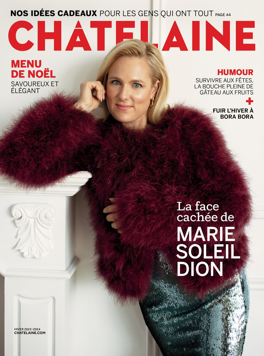 Magazine Châtelaine (@chatelaine_qc) on Twitter photo Notre numéro d'hiver est arrivé! 🤗✨ Et c'est la ravissante <a href="/mariesoleildion/">Marie Soleil Dion</a> qui illumine la couverture.
- EN KIOSQUE DÈS VENDREDI -
ow.ly/8WqB50Q5Ksc
#MarieSoleilDion X #Châtelaine Notre numéro d'hiver est arrivé! 🤗✨ Et c'est la ravissante <a href="/mariesoleildion/">Marie Soleil Dion</a> qui illumine la couverture.
- EN KIOSQUE DÈS VENDREDI -
ow.ly/8WqB50Q5Ksc
#MarieSoleilDion X #Châtelaine