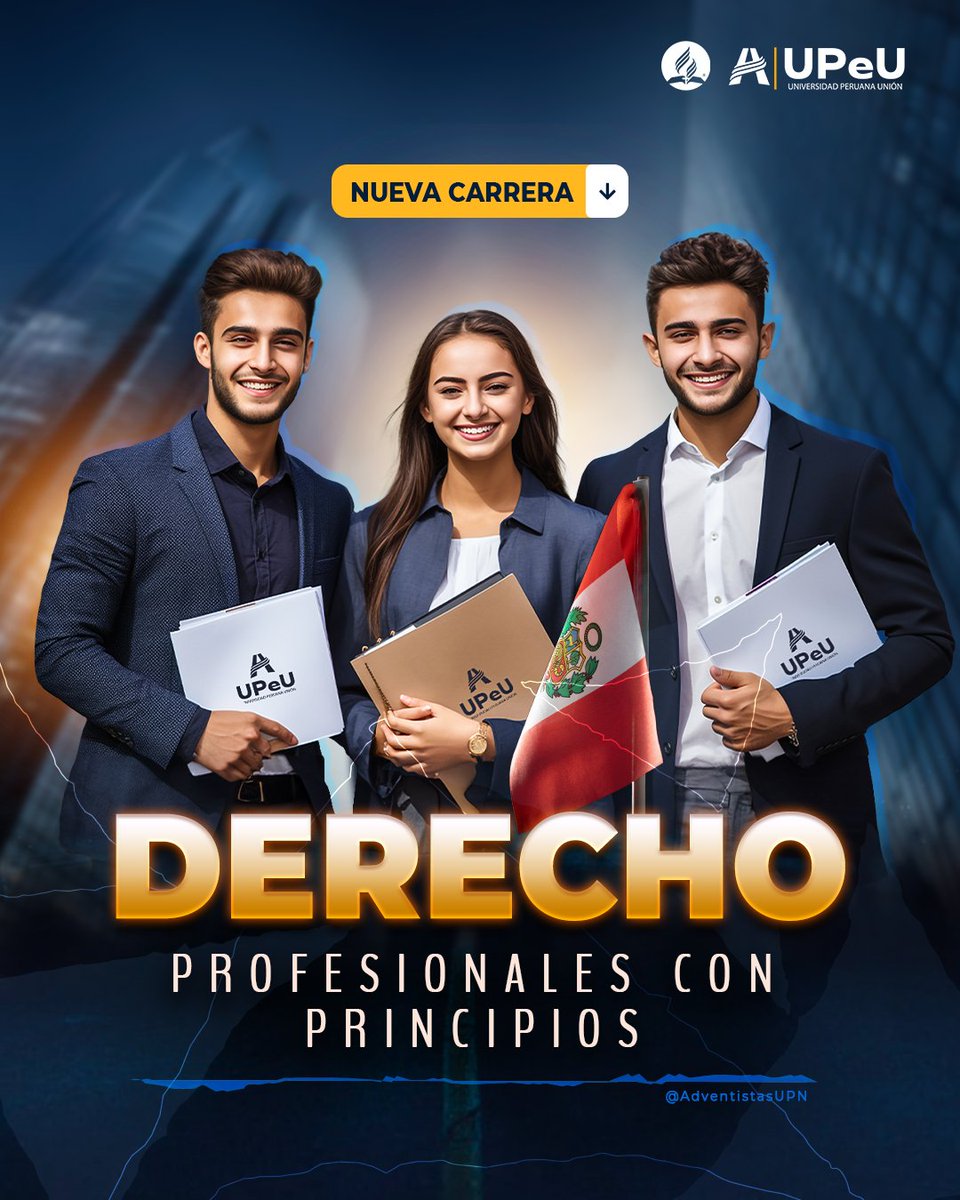 AdventistaMiCOP's tweet photo. ¡Felicitamos a la @UPeUOficial por el lanzamiento de su nueva Carrera de Derecho! 📚👩🏻‍⚖️👨🏻‍⚖️

La #UPeU inicia un camino que, basado en la fe y los valores cristianos, formará #AbogadosConPrincipios que busquen la verdad, la justicia y el servicio en un mundo que tanto lo necesita. 🤝 https://t.co/Kaaaak9qA0