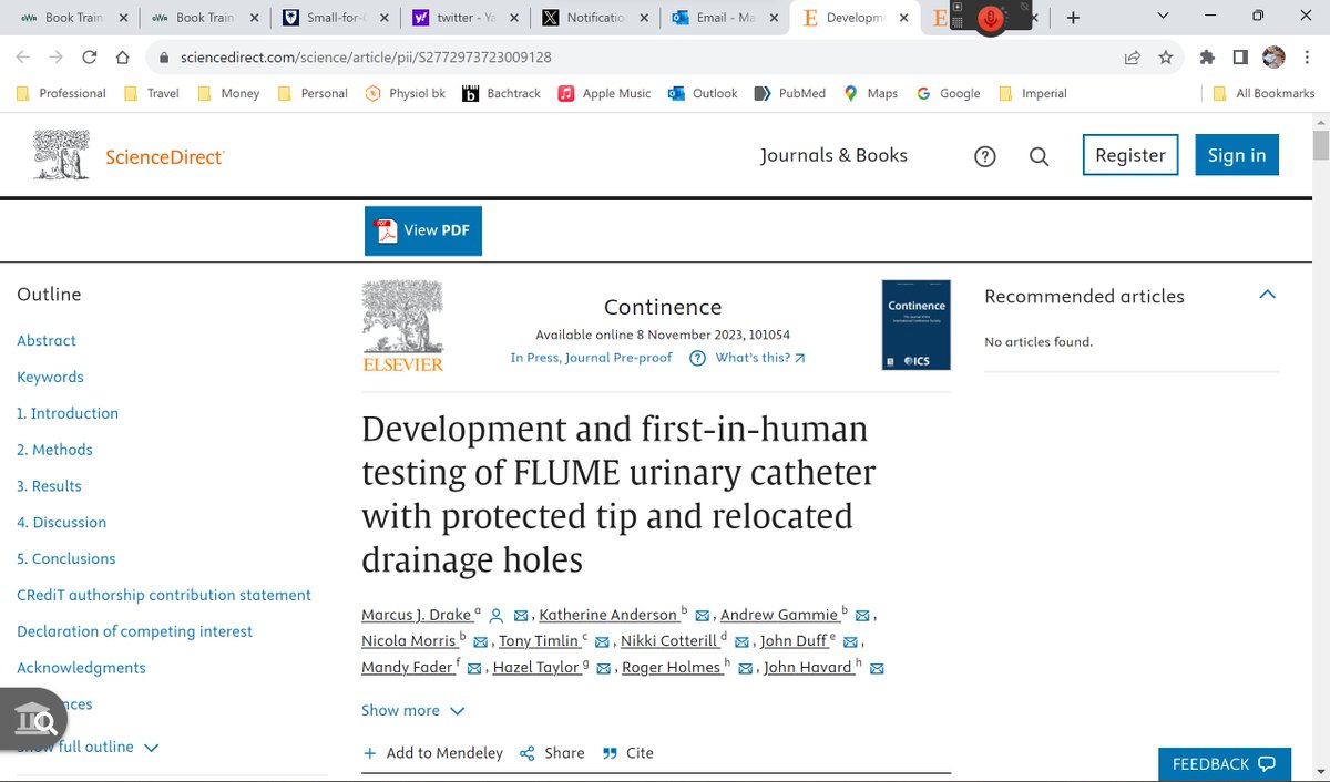 Progressing improved urinary catheter designs, the first-in-human results for the Flume catheter are now published authors.elsevier.com/sd/article/S27…