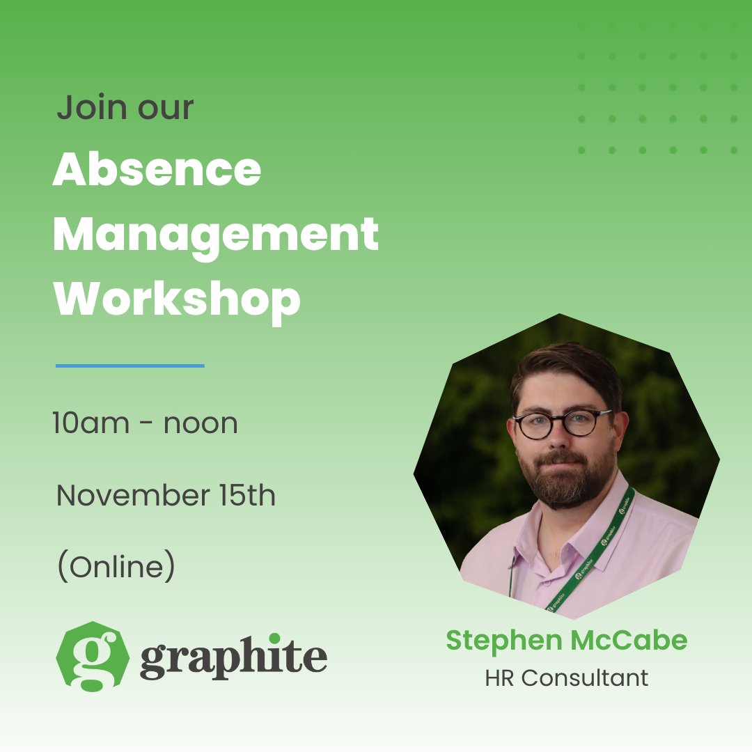GraphiteHRM's tweet image. Join Stephen McCabe (Assoc CIPD) for this online workshop.

Secure your ticket before it&apos;s too late here:
eventbrite.ie/e/absence-mana…

#employmentlaw #absencemanagement #hrworkshop #hrevents #hr