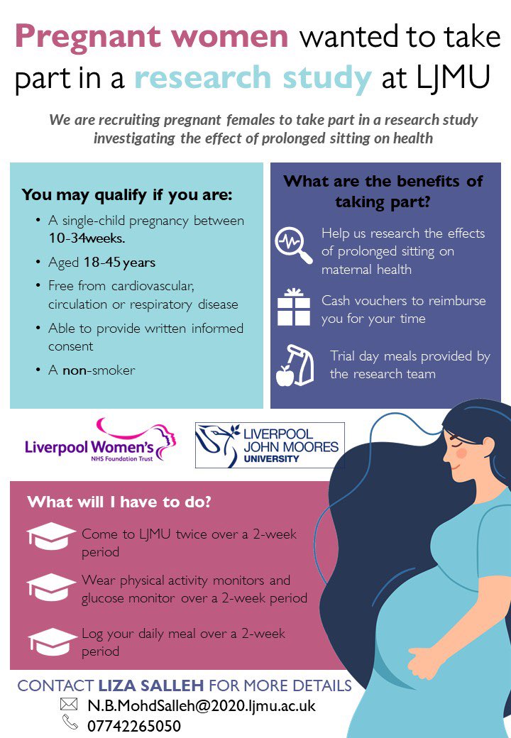 Help needed!! Are you pregnant? Have no health conditiob? Interested to know your artery health and sugar levels? Join our #pregnancy study at @LJMUSportSci contact n.b.mohdsalleh@2020.ljmu.ac.uk for more info @LivHospitals @LiverpoolWomens @LJMU @LivUni