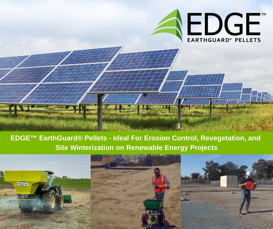 LSCenv's tweet photo. EDGE™ EarthGuard® Pellets - the ultimate solution for renewable energy projects, providing top-tier erosion control, revegetation, and site winterization. Our dry-applied innovation tackles erosion challenges on solar farms head-on. 
https://t.co/ZBOOgFcfK3
#Construction #Solar https://t.co/MVNOad8D07
