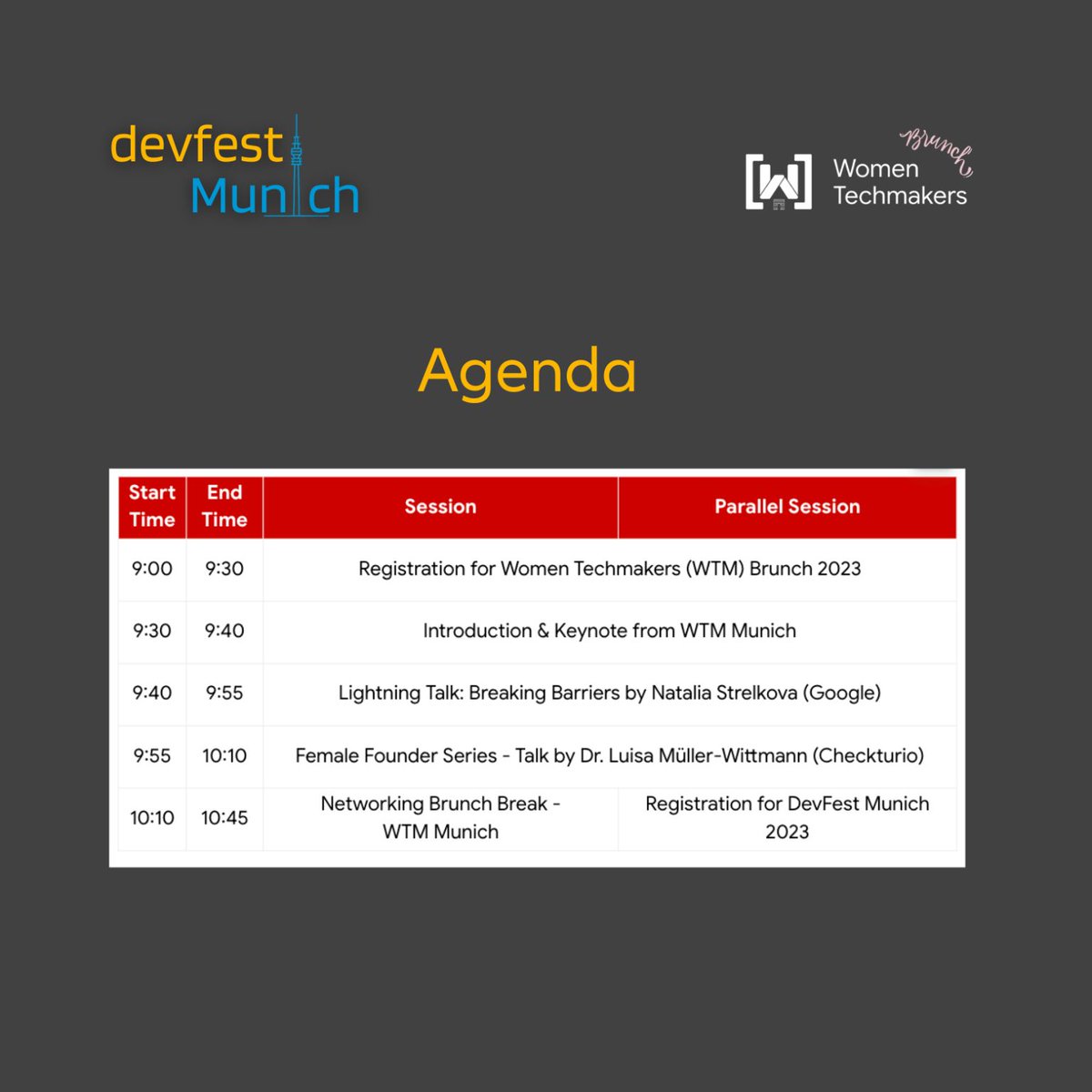aimans_3's tweet photo. I am organizing @WomenTechmakers brunch at #DevFestMunich 2023. Open invitation to #womenintech and related areas, if you r interested in attending. Please ping me (few spots left)
π Event Date: 2nd December 2023
#wometechmakers #gdgmunich @gdgcloudmunich https://t.co/GYIlc6YZx4
