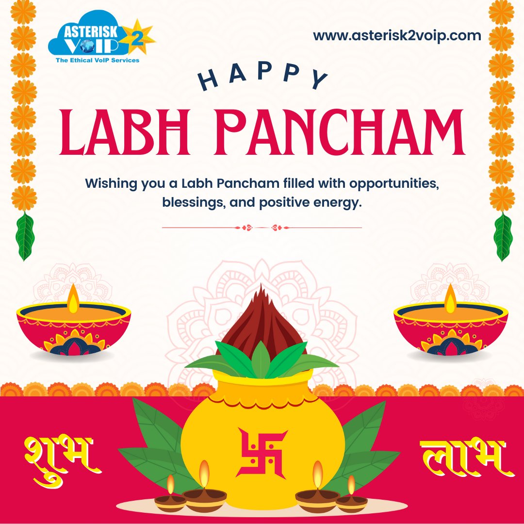 On this auspicious day of Labh Pacham, may the blessings of prosperity and good fortune be with you.   

Asterisk2VoIP wishes you a day filled with opportunities and success! 🙏🌟   

#LabhPacham #Prosperity #Asterisk2VoIP