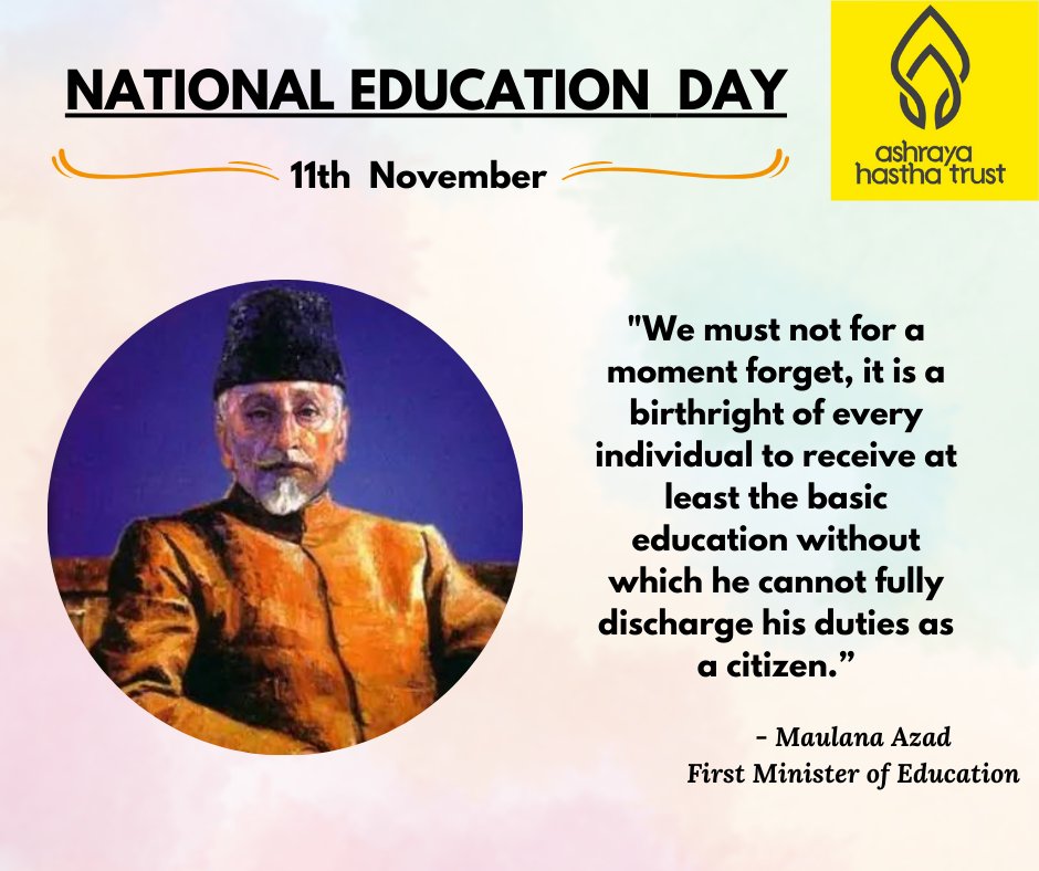 Today, we #celebrate #NationalEducationDay in #India, honouring the remarkable Maulana Abul Kalam Azad, India's first #Education Minister.

@khpt4change @evidyaloka #ahtcontributes  #EducationForAll #EducationMatters