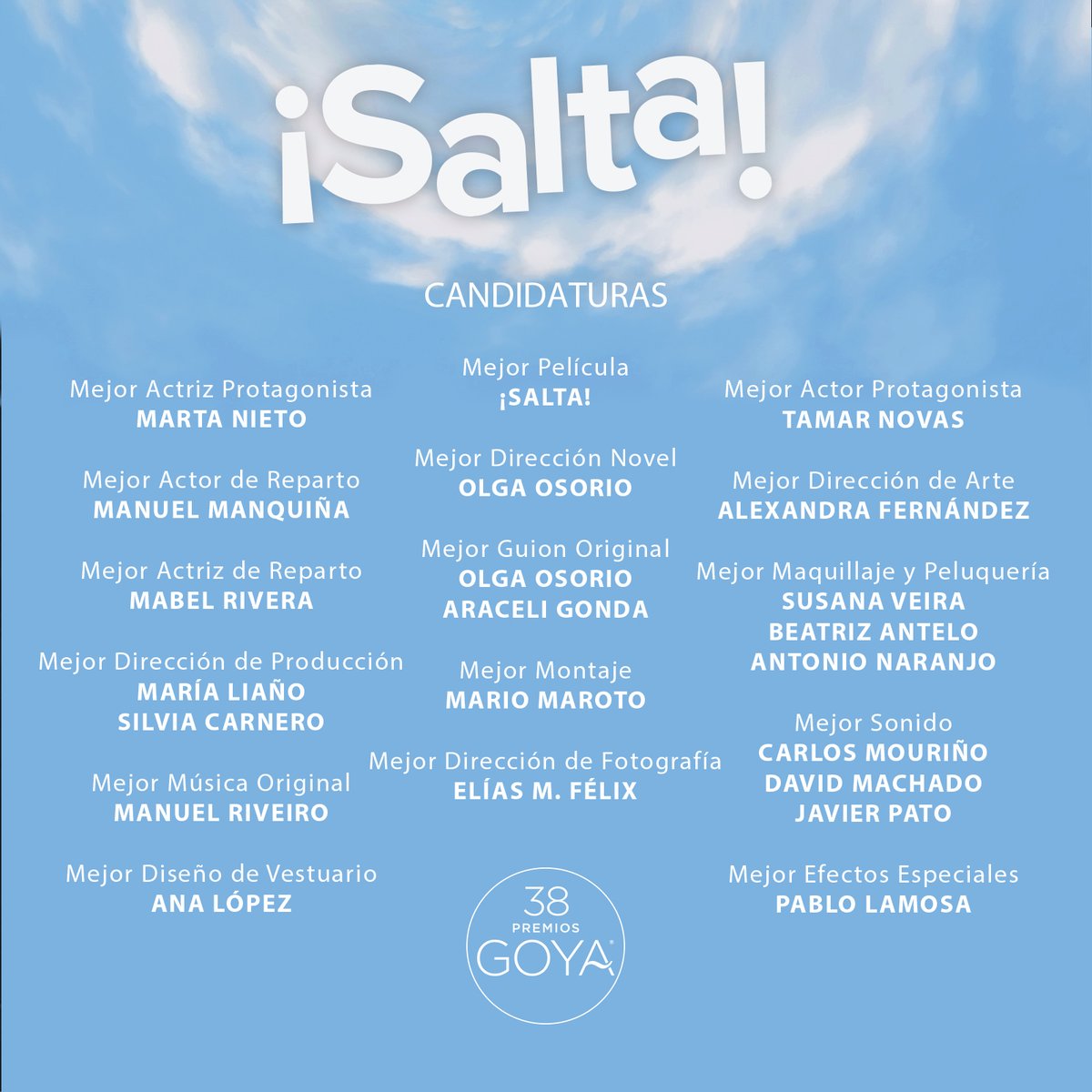 VacaFilms's tweet photo. #PremiosGoya2024
😊Estas son las 16 candidaturas de ¡ #Salta !
#38premiosgoya #Goya2024 #VacaFilms https://t.co/sVusAu8Fsl