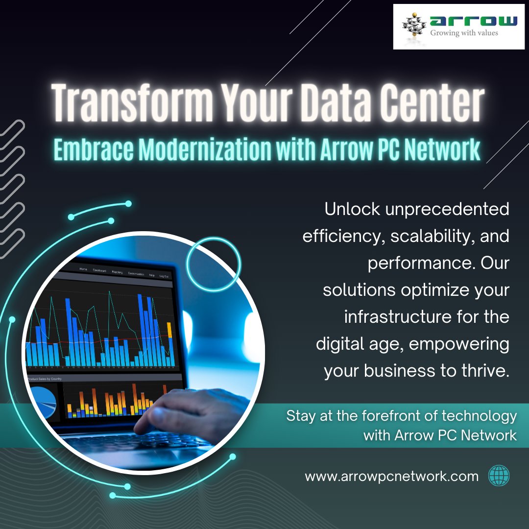ArrowPcNetwork's tweet image. Step into the future of data center efficiency with Arrow PC Network! 🚀 Unleash the power of modernization and elevate your business. Let's redefine what's possible together. #DataCenterModernization #Innovation #ArrowPCNetwork #Growingwithvalues