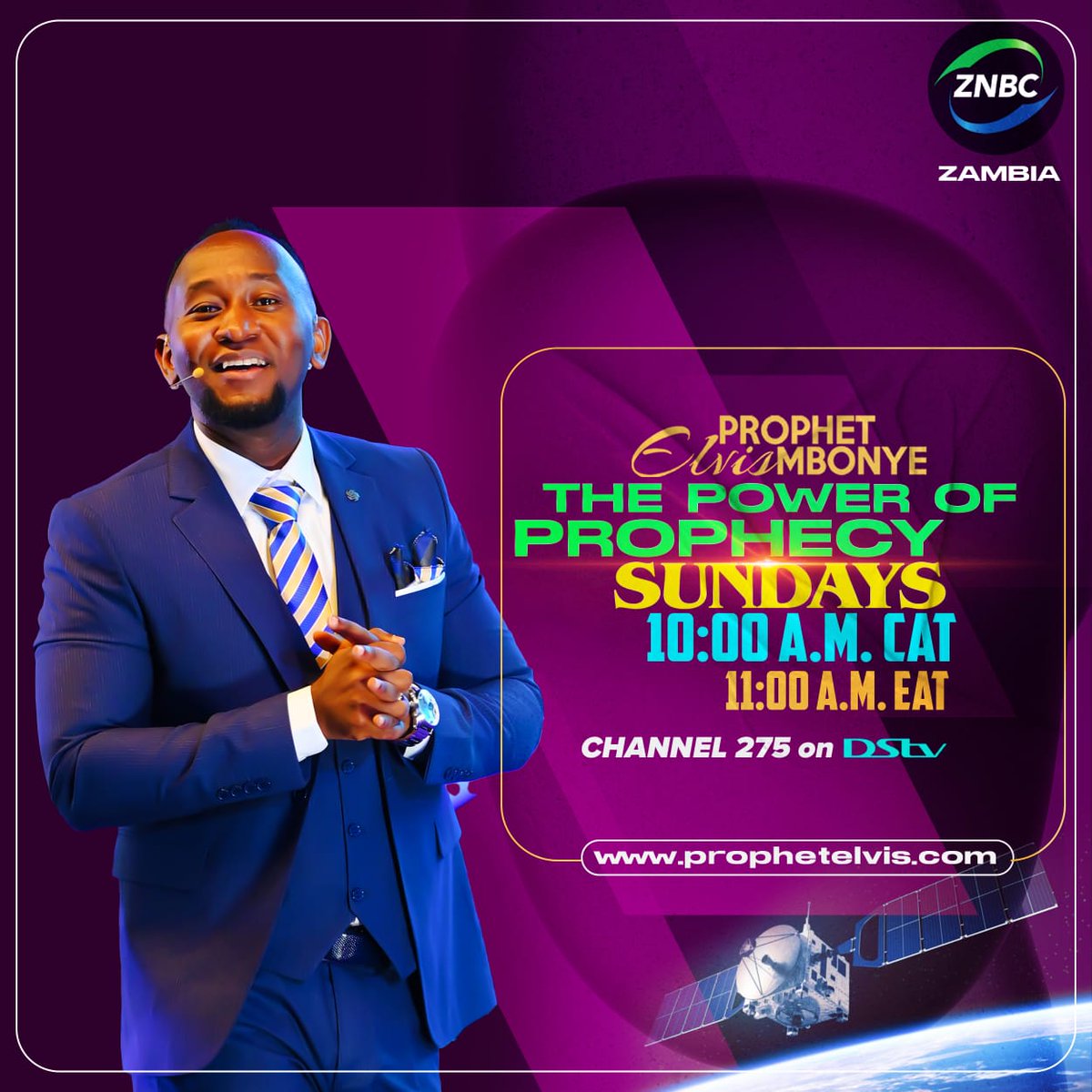 This Sunday November 12, 2023! Prophet Elvis Mbonye on ZNBC TV Zambia 10:00 am Central African Time (CAT)!! Live stream at prophetelvis.com/live #ProphetElvisMbonye