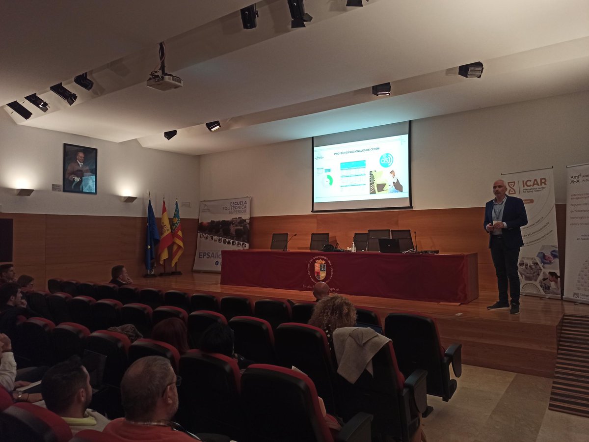CETEM_CT's tweet photo. Attendees to the #Gerontotechnology session just witnessed a presentation by @JSanz9 on CETEM's involvement in Gerontotechnology. From advanced research to real-world applications, projects shaping the future! Special shoutout to #SmartYourHome for redefining safety for seniors. https://t.co/th5zrVq8zU