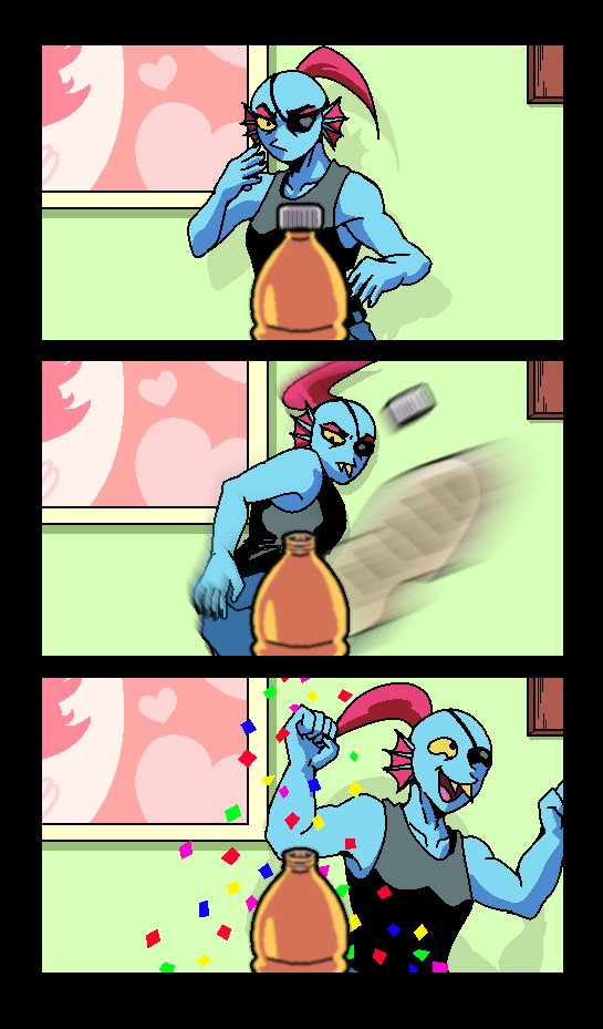 oo_rollo's tweet image. #UNDERTALE #undyne #papyrus #sans

＊ボトルキャップ・チャレンジだ。