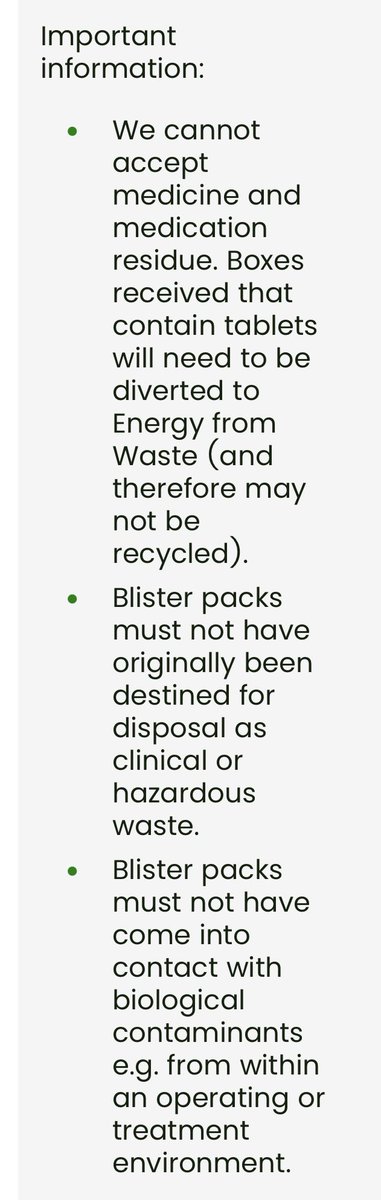 I’ve just added empty medication blister packs to the recycling list after a customer came in with a bagful and said @superdrug were no longer taking them . @TerraCycleUK @SomersetWaste @PlasticFreWsom @sascampaigns @TheSmallAwards @SmallBizSatUK #recycling #environment