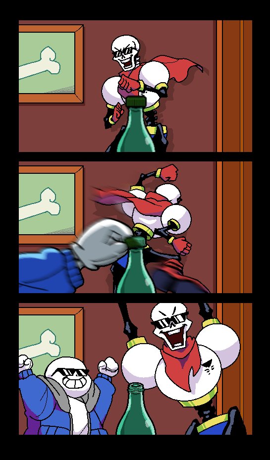 oo_rollo's tweet image. #UNDERTALE #undyne #papyrus #sans

＊ボトルキャップ・チャレンジだ。