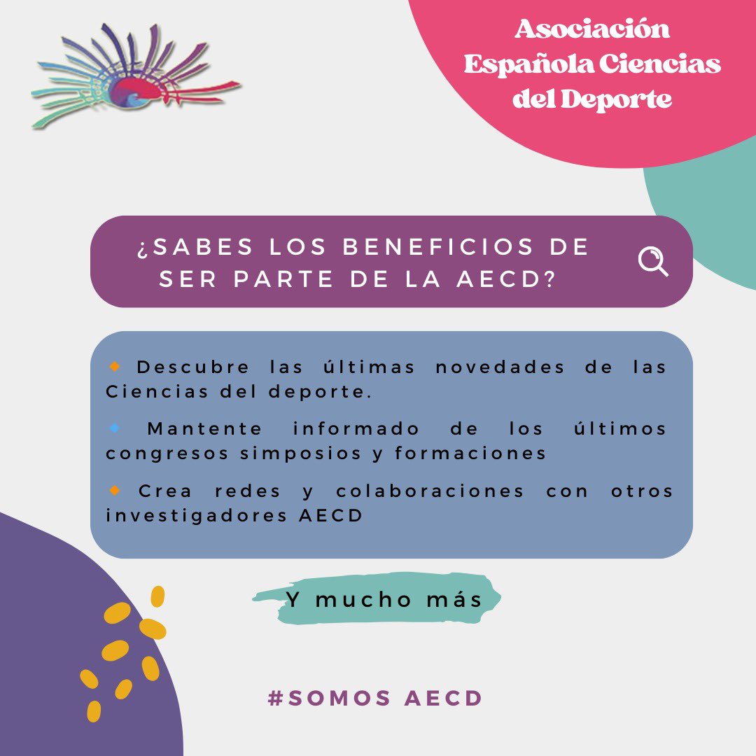 aecdeporte's tweet photo. ¡Ya en tu 📨 info sobre las últimas novedades de la AECD!
¿Sabes los beneficios de ser parte de la AECD? 😃👏🏼
🔹 Mantente informado de los últimos congresos, simposios y formaciones.
🔸 Crea redes y colaboraciones con otros investigadores AECD.
🔹Beneficios en @eurjhm.
#AECD https://t.co/1M2AlE7YIQ