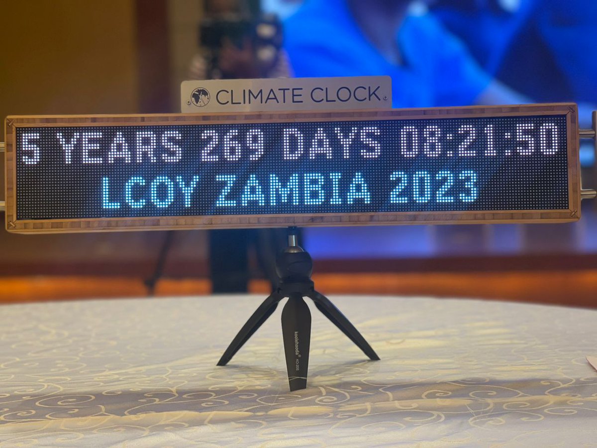 Esnart49's tweet photo. The Climate Clock. 
It should be displayed on the highest point for all to see how much time we have left and to double our efforts in reducing GHG emissions. 
I wonder what will happen when the clock hits 00:00:00.
#LOCYZed2023
#ClimateAction
#cccaazambia https://t.co/31DBUdgEHa