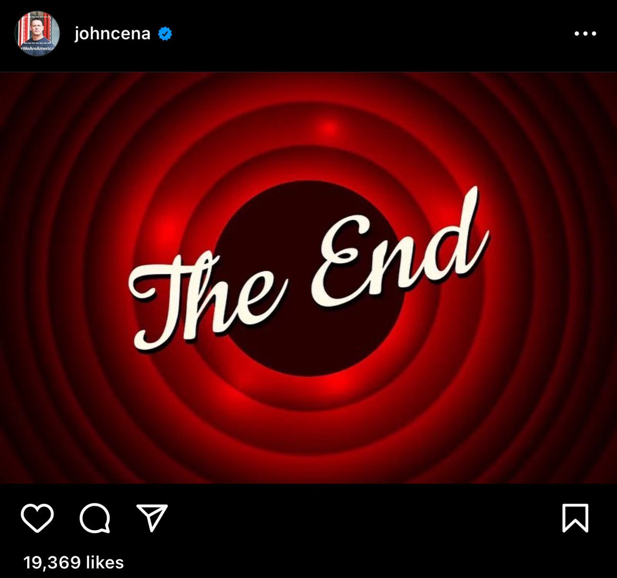 John Cena’s latest post on Instagram signaling the end of the strike.