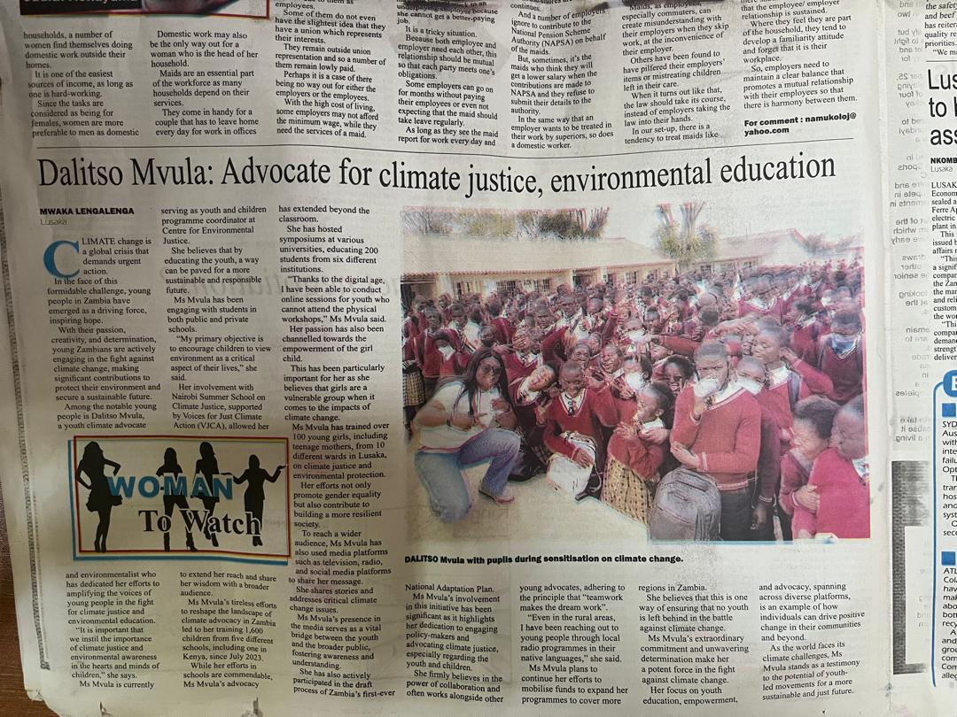 In today's paper ❤️ 🙌🏽 yours truly Ms. Mvula 💯🙌🏽❤️. Thank you Lord 🙏🏽🙌🏽☺️. 
Climate action continues ❤️❤️❤️❤️
#nsscj3