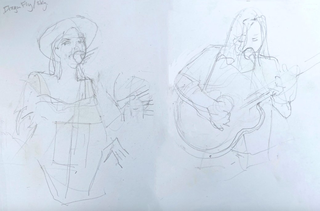 dragonflysky's tweet photo. Love this sketch of us playing at @Weyfest by the most awesome #AndrewCurtis Thanks so much Andrew :)
#art #Pencildrawing #pencilart #pencilsketch #livemusic #rusticstage #weyfest #acoustic #acousticduo #originalmusic #musician #singersongwriters #gig #sketch #artists #guitar https://t.co/OKhy0ipW3R